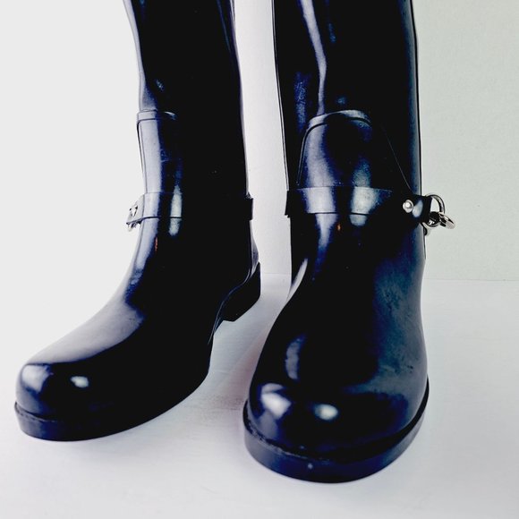 Coach Women's Lori A7735 Rubber Rain Boots Black Size 6B - Picture 4 of 11